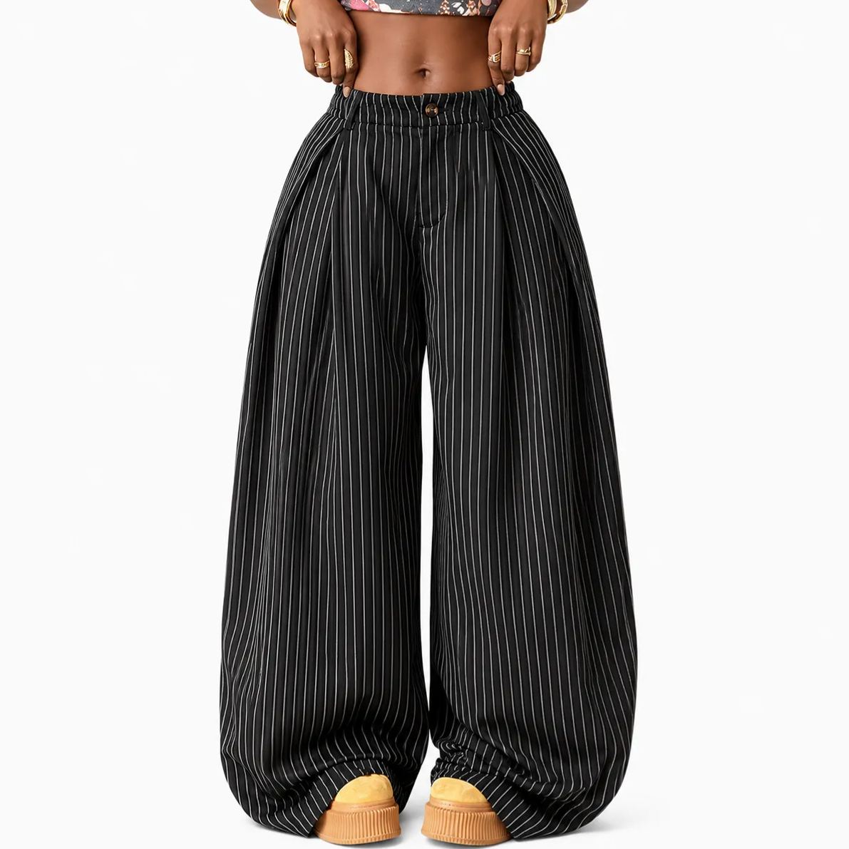 Oversized Pleated Wide Casual Baggy Trousers For Women