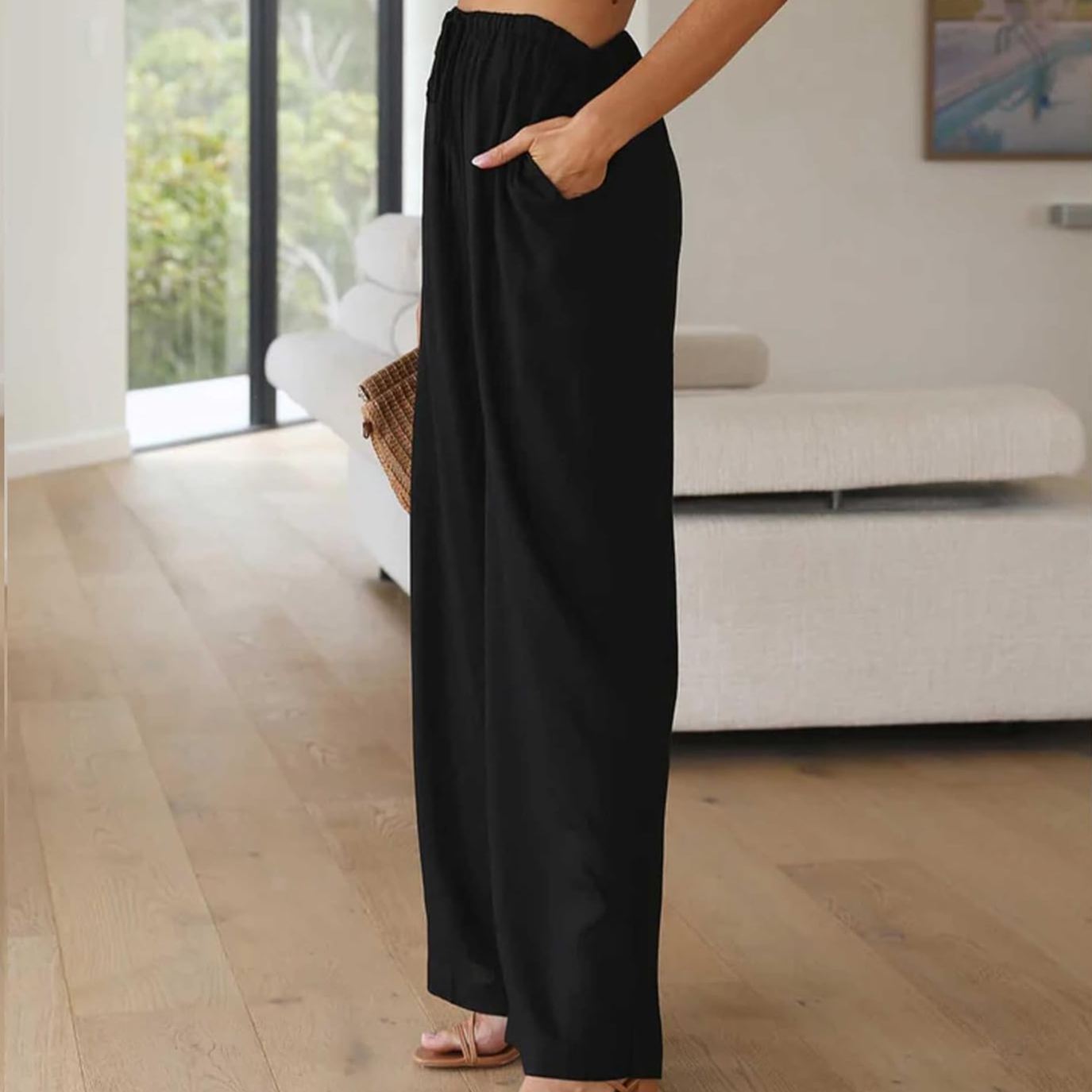 Casual Wide Palazzo Pants With Drawstring For Women