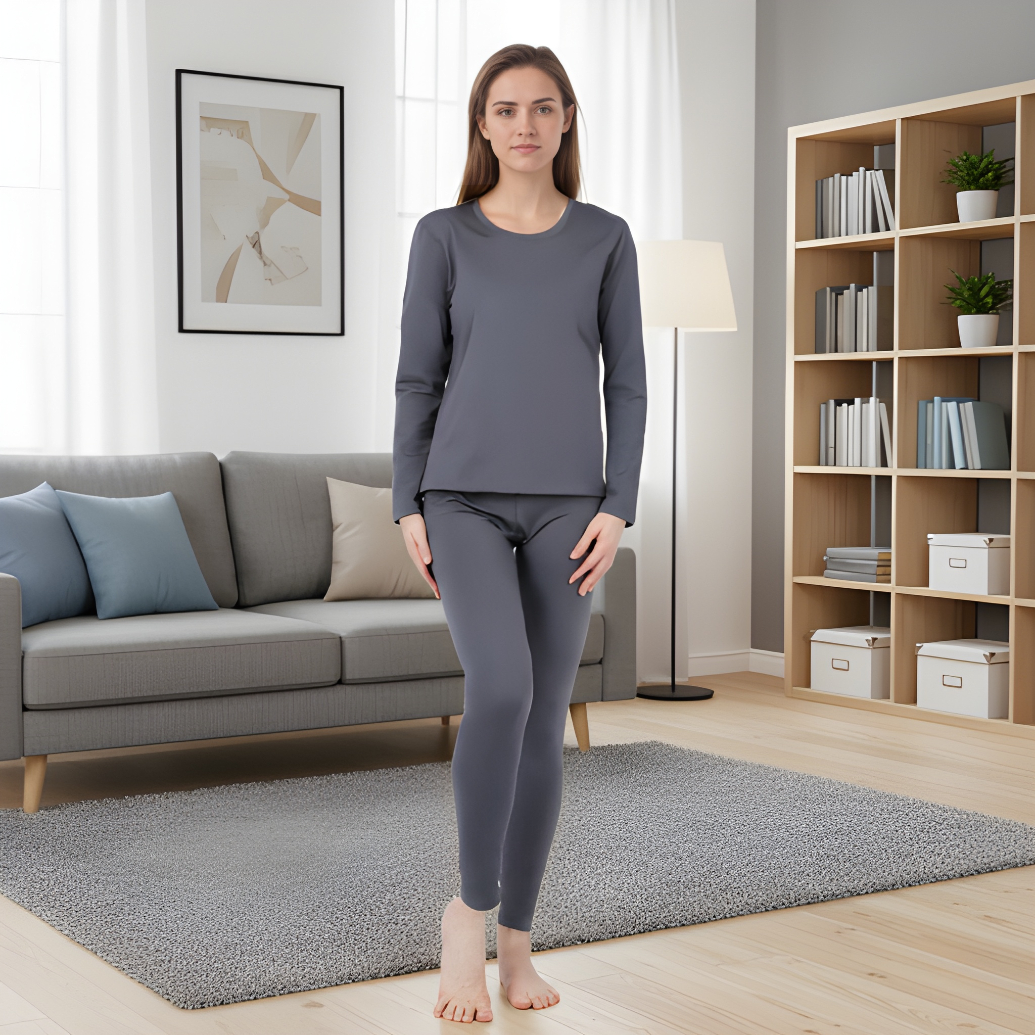 Fleece Lined Thermal Base Layer Underwear Set For Women – fit and style view