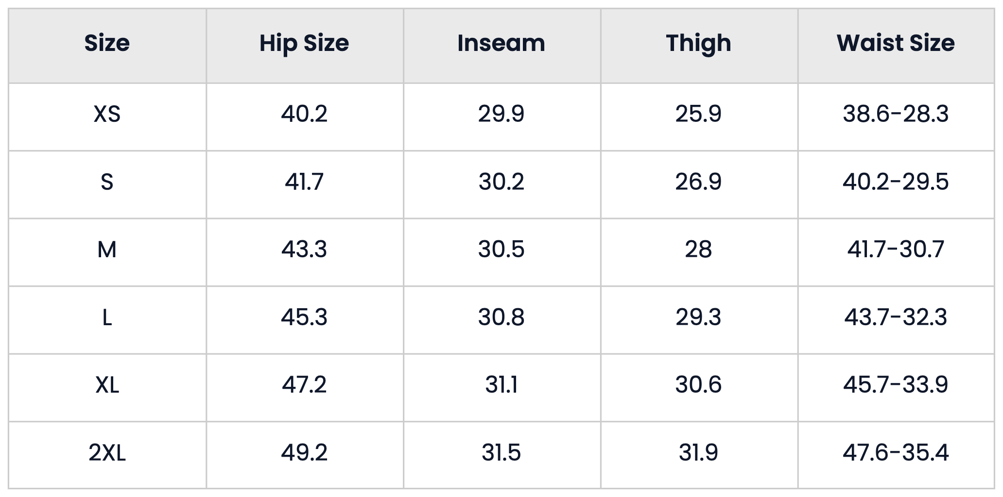 Size Chart for 3D Embroidered Streetwear Casual Sweatpants for Men