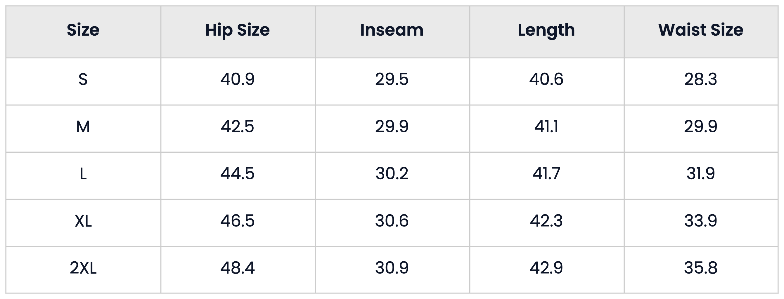 Size Chart for Pack of 5 Drawstring Casual Jogger Sweatpants with Pockets for Men