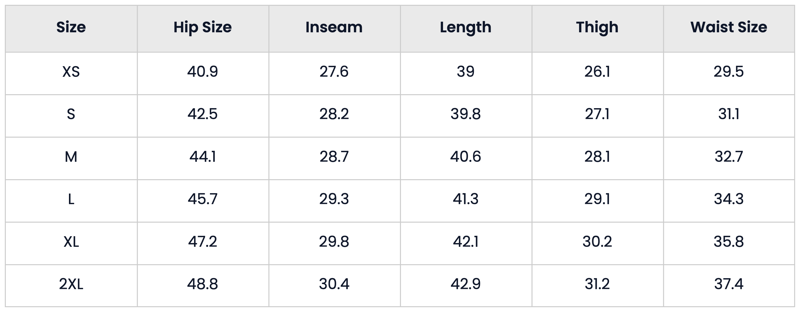 Size Chart for Camouflage Loose Baggy Jeans with Pockets for Men