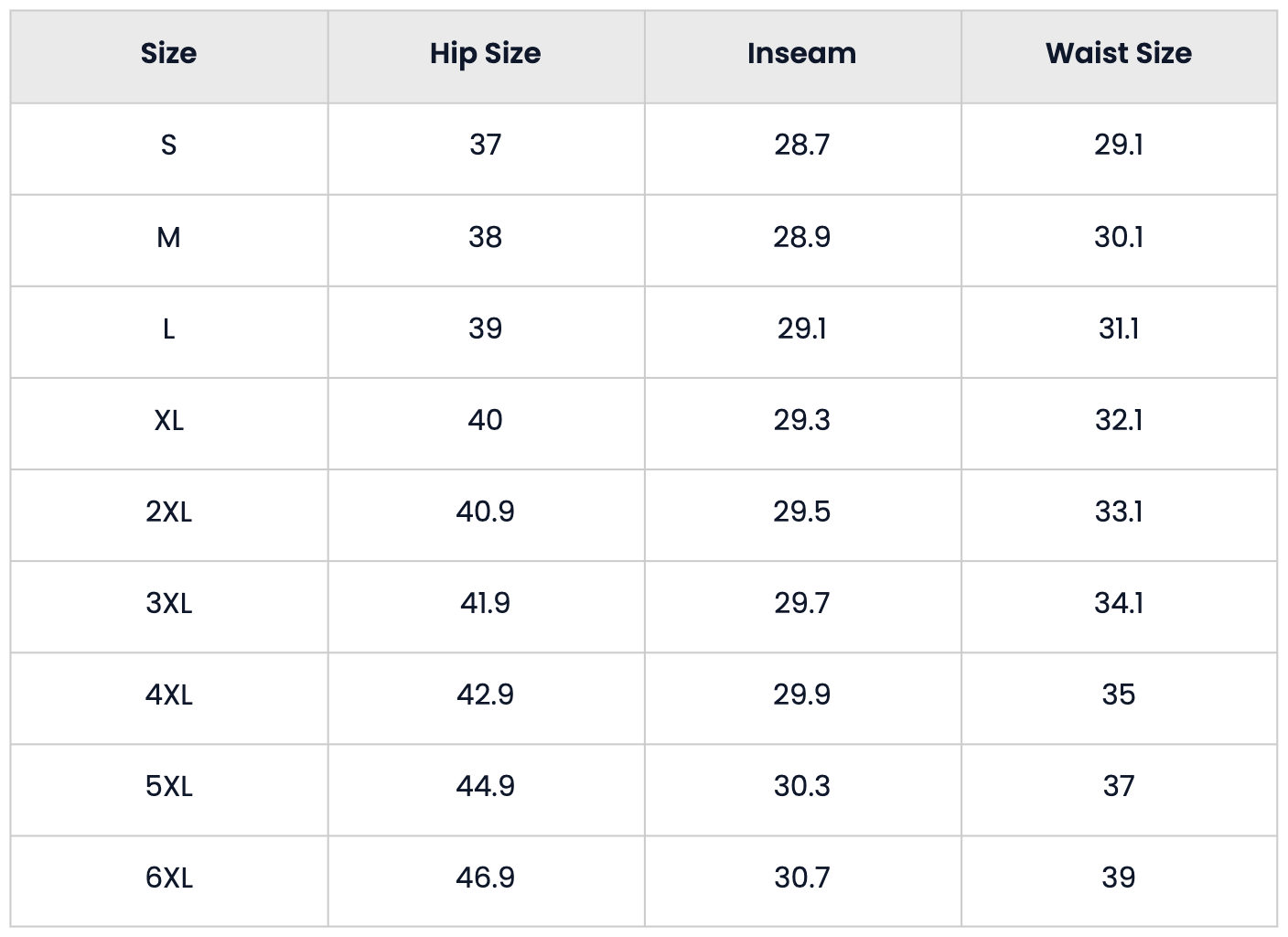 Size Chart for Vintage Washed Loose Fit Casual Denim Jeans for Men