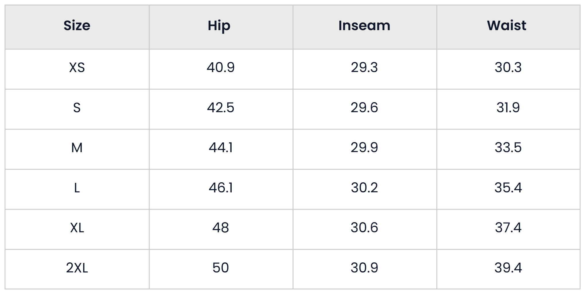 Size Chart for Casual Straight Loose Wide Length Jeans For Men