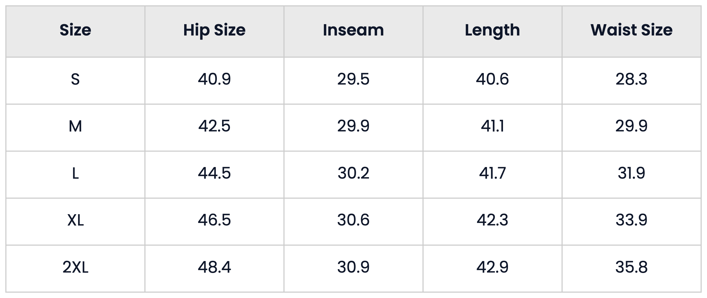 Size Chart for Pack of 3 Drawstring Casual Workout Sweatpants for Men