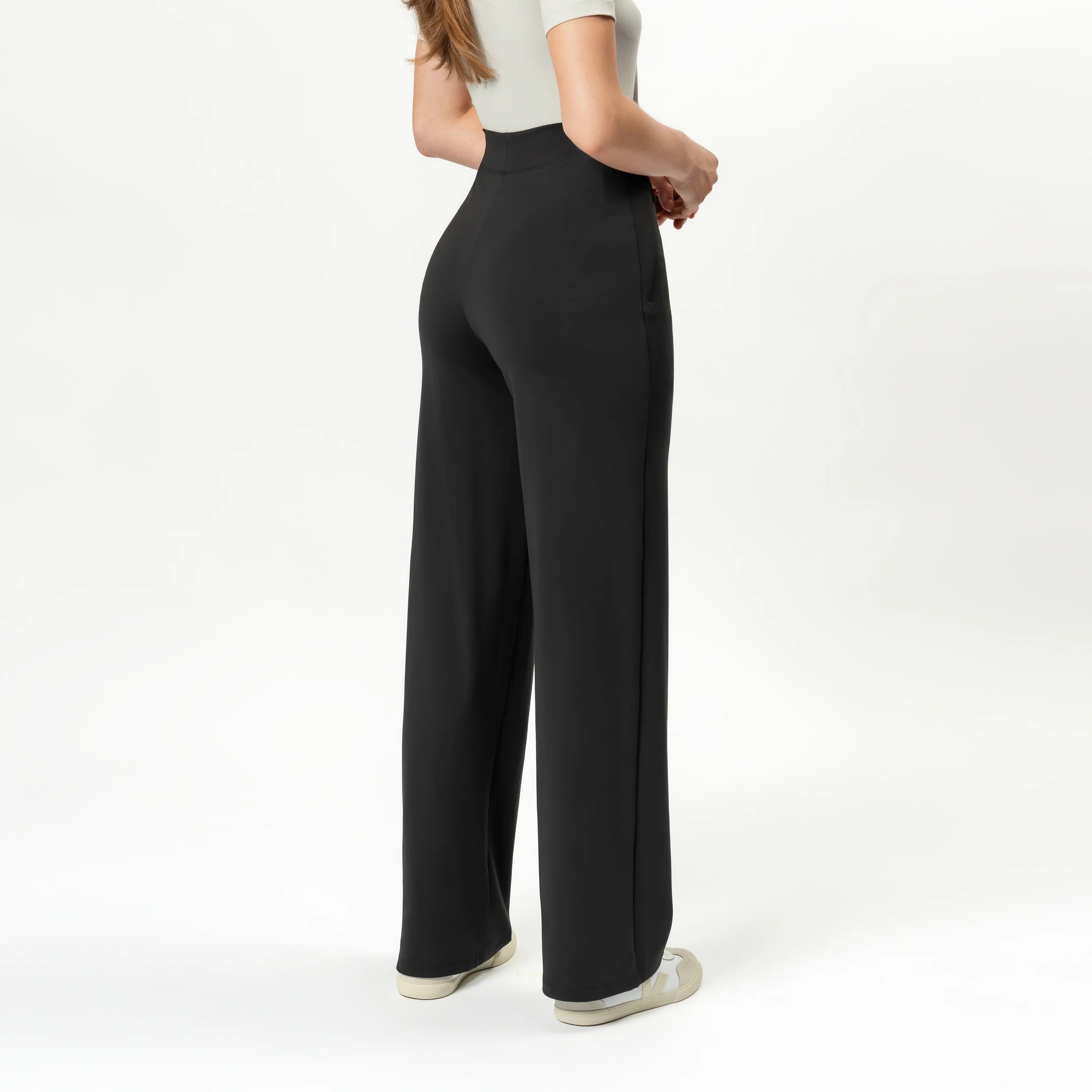 High Rise Straight Fit Pants With Zip Pocket Design