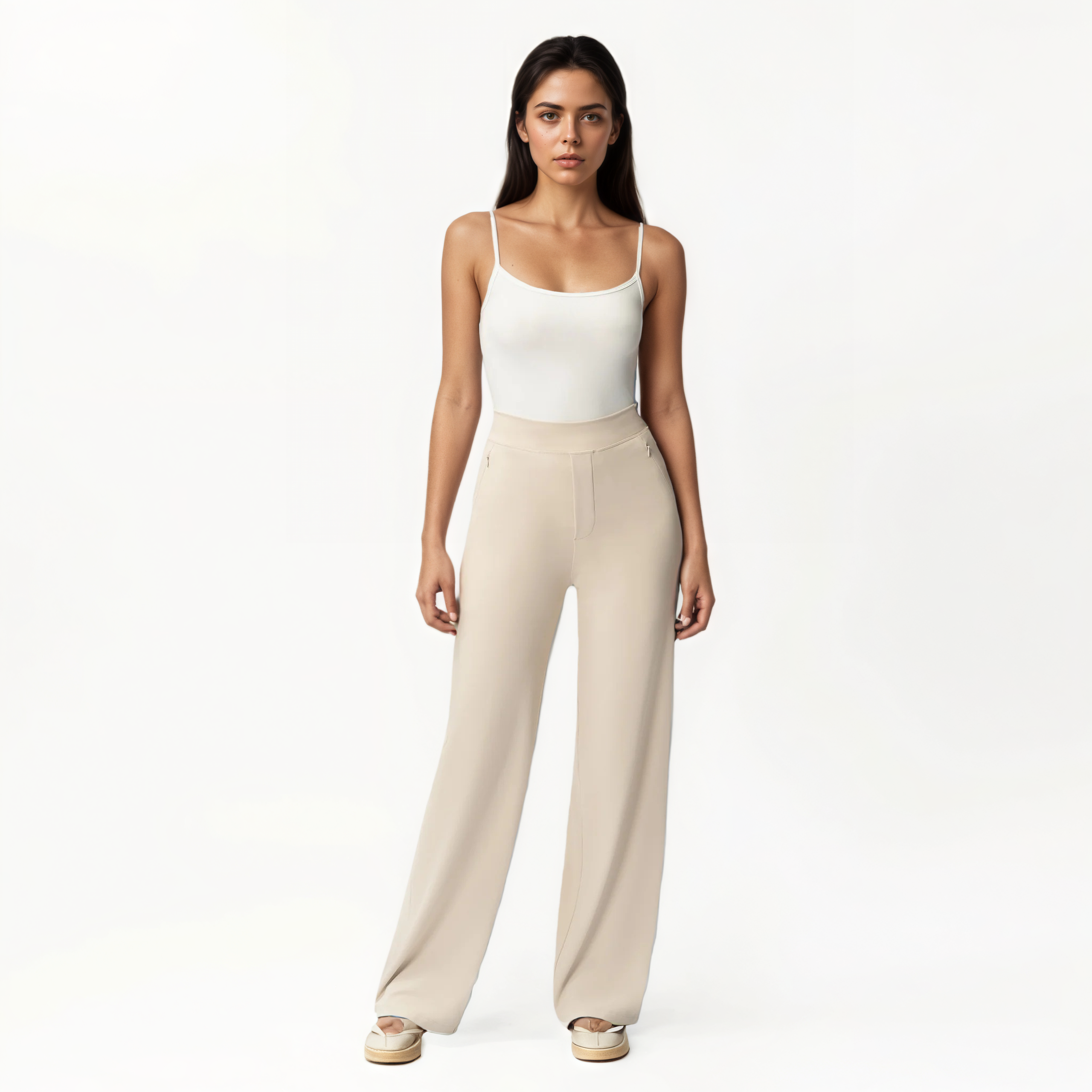 High Rise Straight Fit Pants With Zip Pocket Design – lifestyle view 20