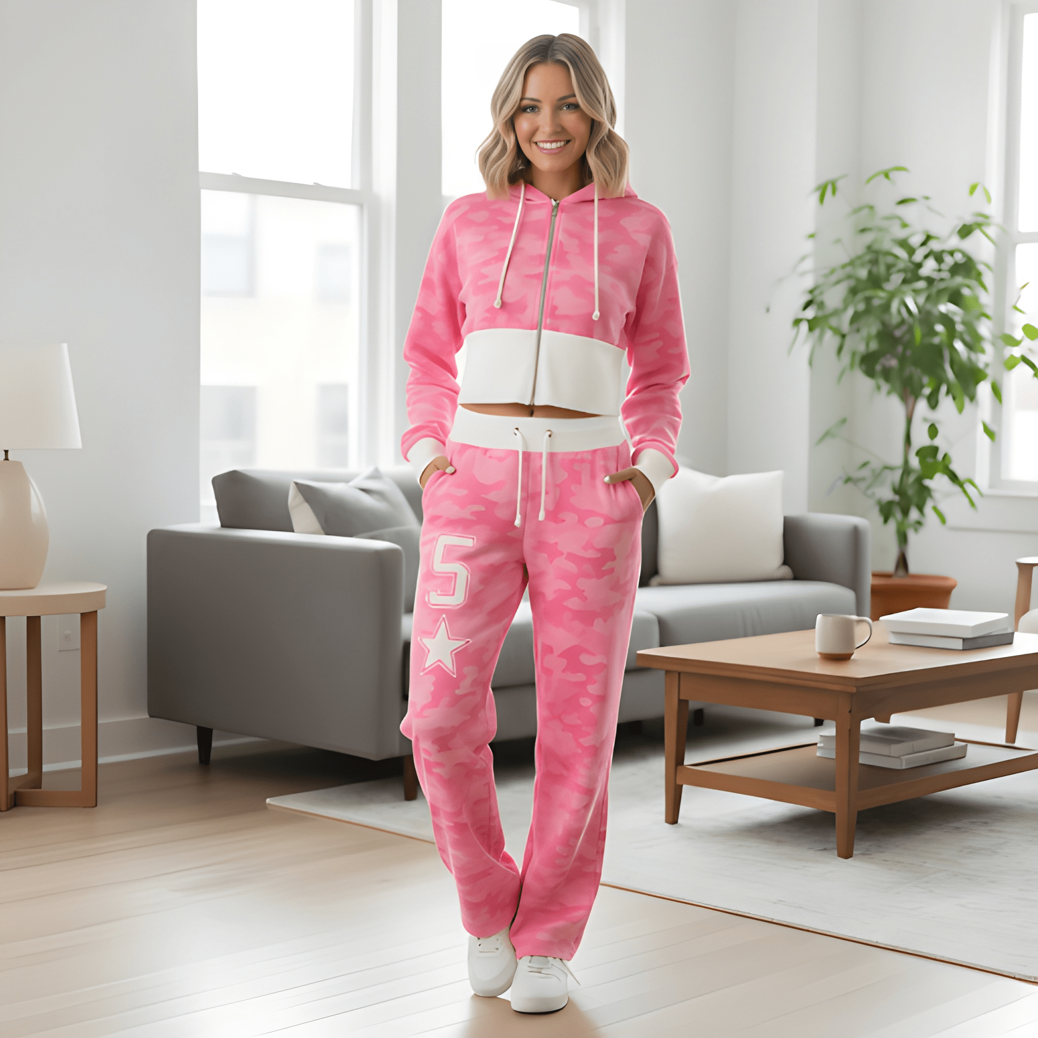 Casual Camo Hoodie Outfit Set