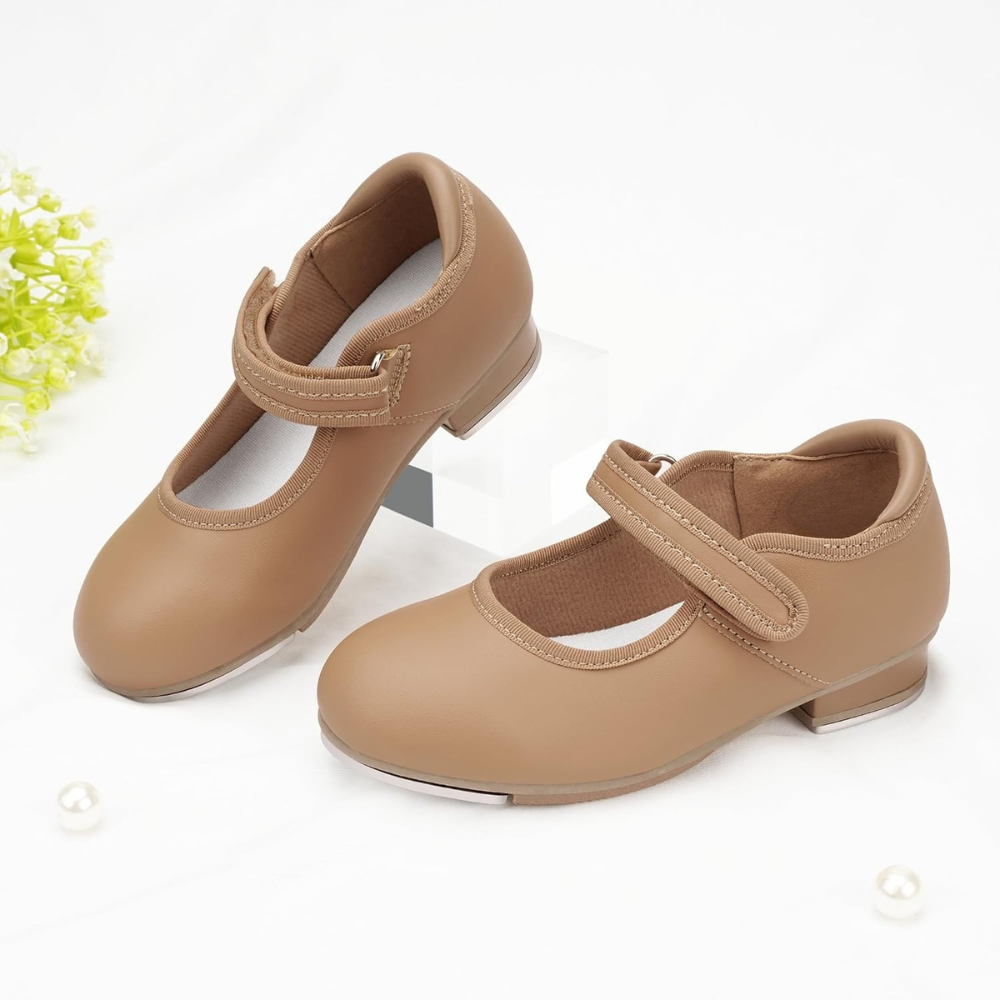 Classic Patent Tap Dance Shoes with Adjustable Strap for Girls