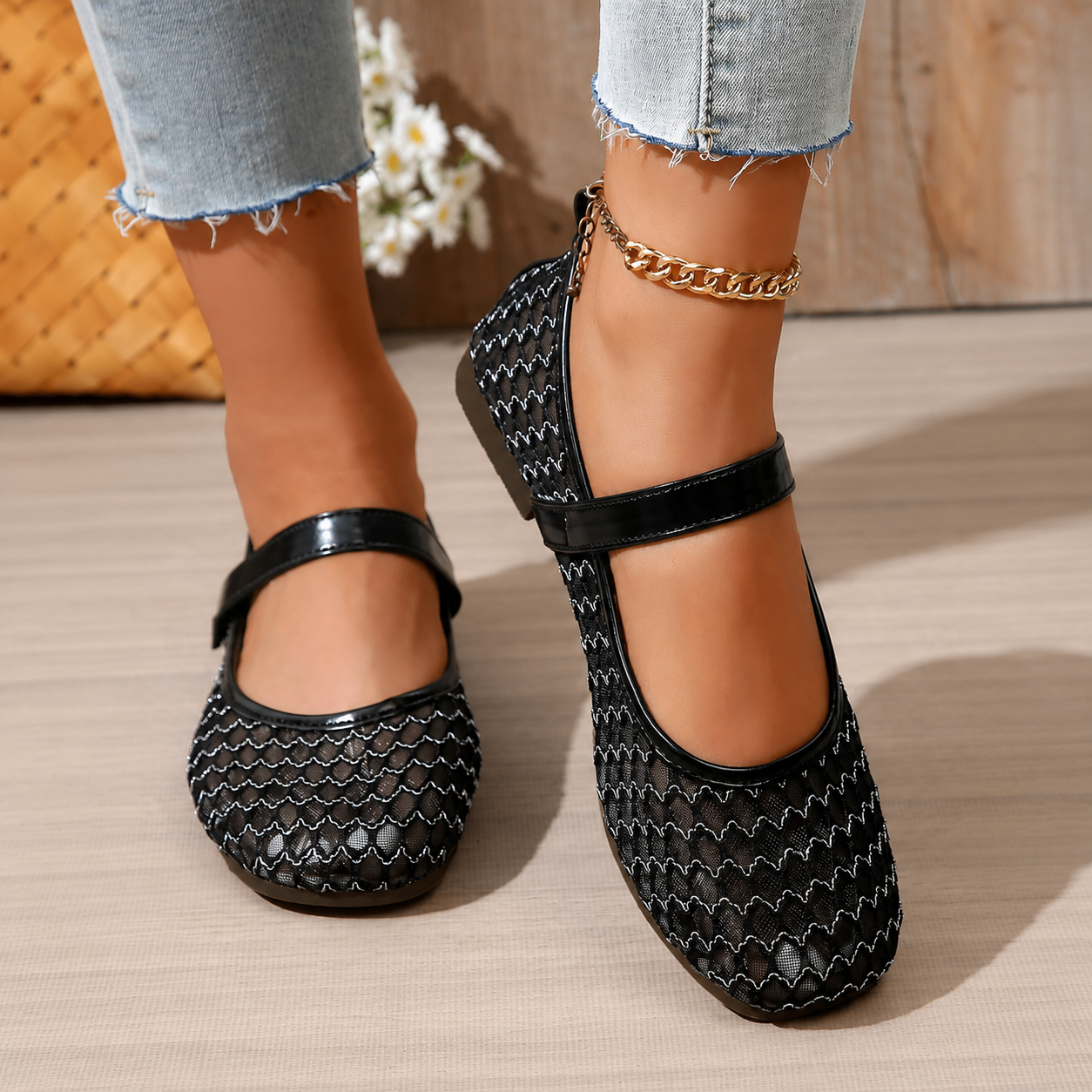 Party Travel Embroidered Flat Ballet Shoes For Girls