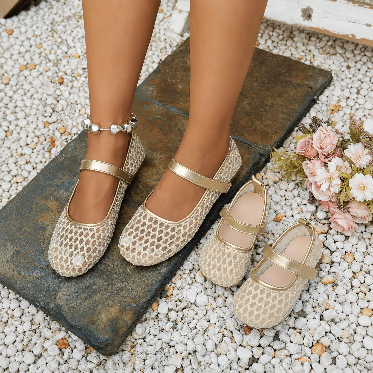 Party Travel Embroidered Flat Ballet Shoes For Girls
