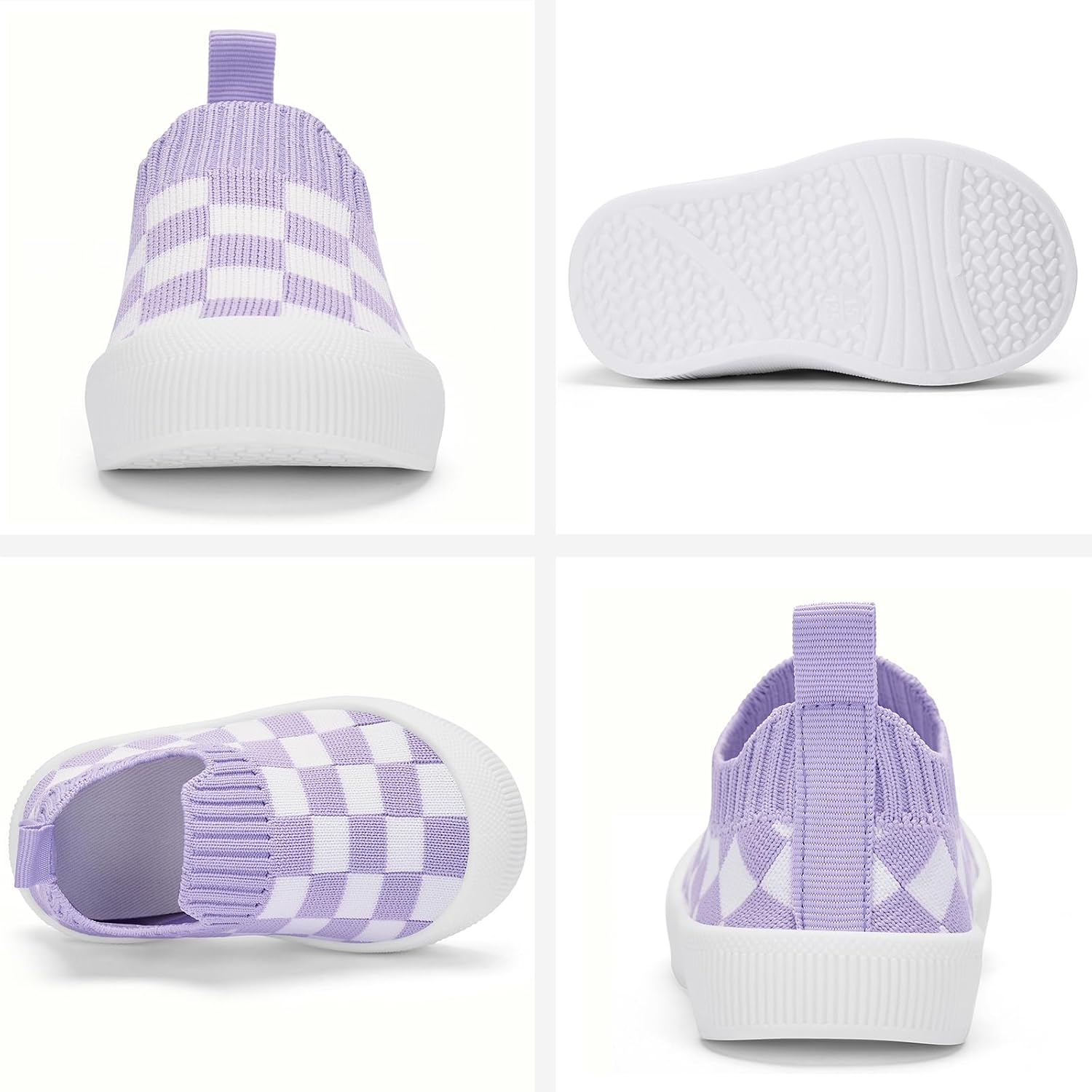 Checkered Knit Slip On Sneakers with Pull Tab for Kids