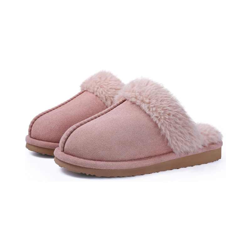 Fuzzy Pull On Slippers With Memory Foam