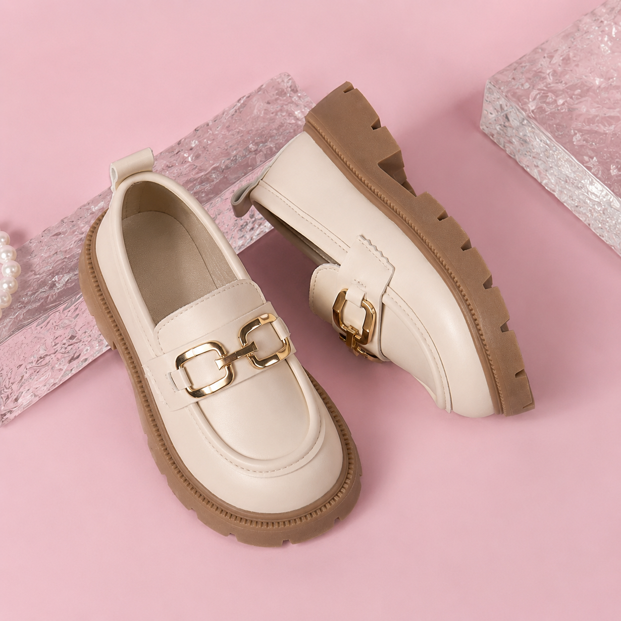 Lightweight British Style Flat Princess Loafers For Girls