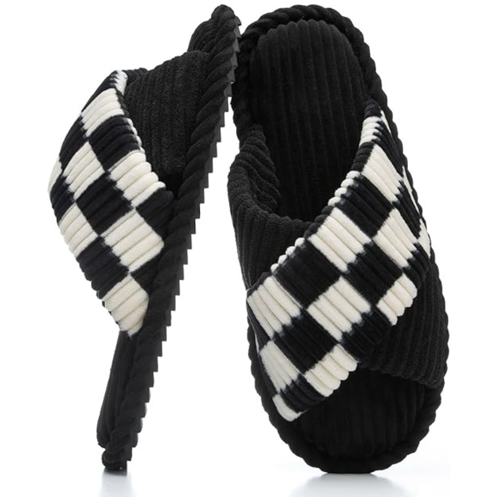 Womens Memory Foam Open Toe Crossband Slides