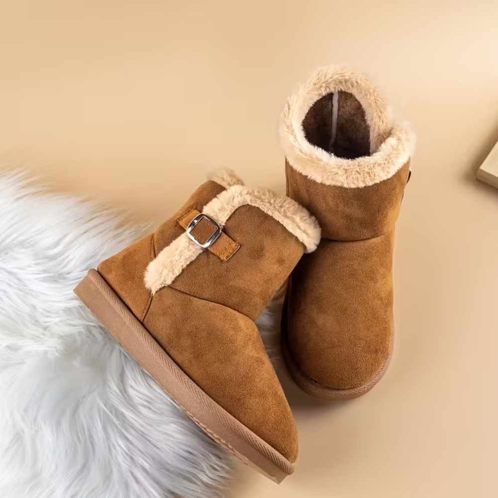Faux Suede Winter Snow Boots With Non Slip Sole For Kids