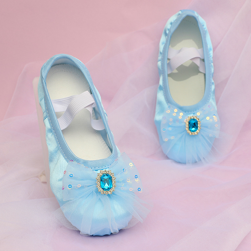 Sparkly Ballet Flats with Bow and Gem Detail for Girls