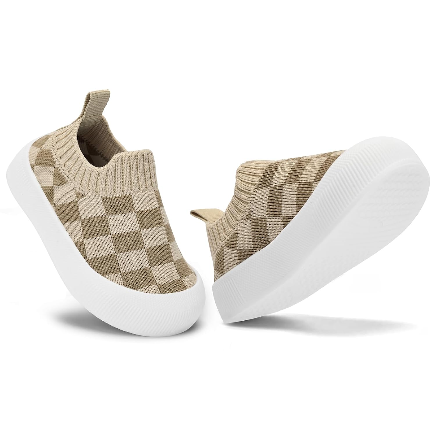 Checkered Knit Slip On Sneakers with Pull Tab for Kids