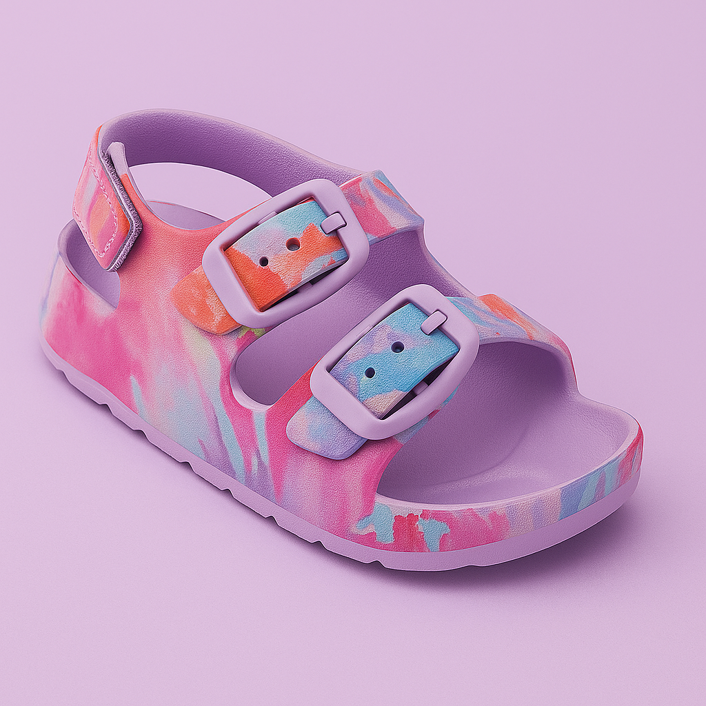 Double Buckle Children Adjustable Back Strap Water Sandal For Toddler Boys Girls