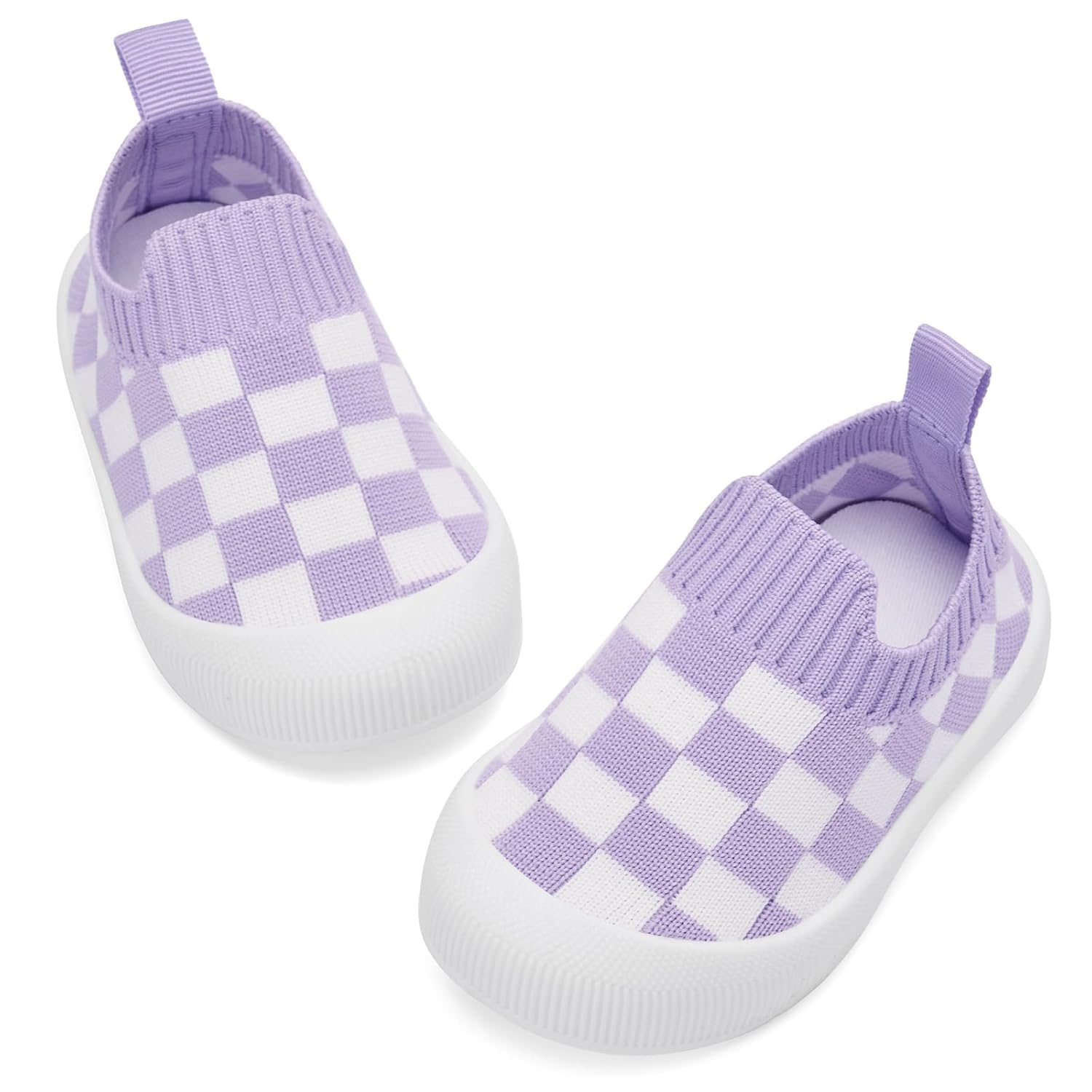 Checkered Knit Slip On Sneakers with Pull Tab for Kids