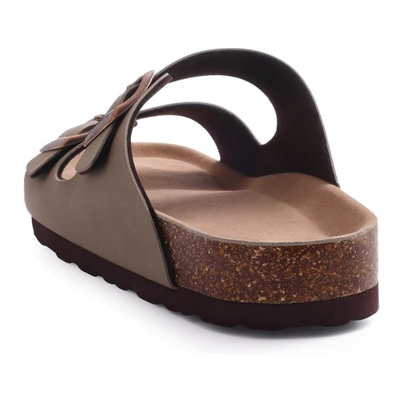 Cork Footbed Sandals With Adjustable Buckle And Non-Slip Sole
