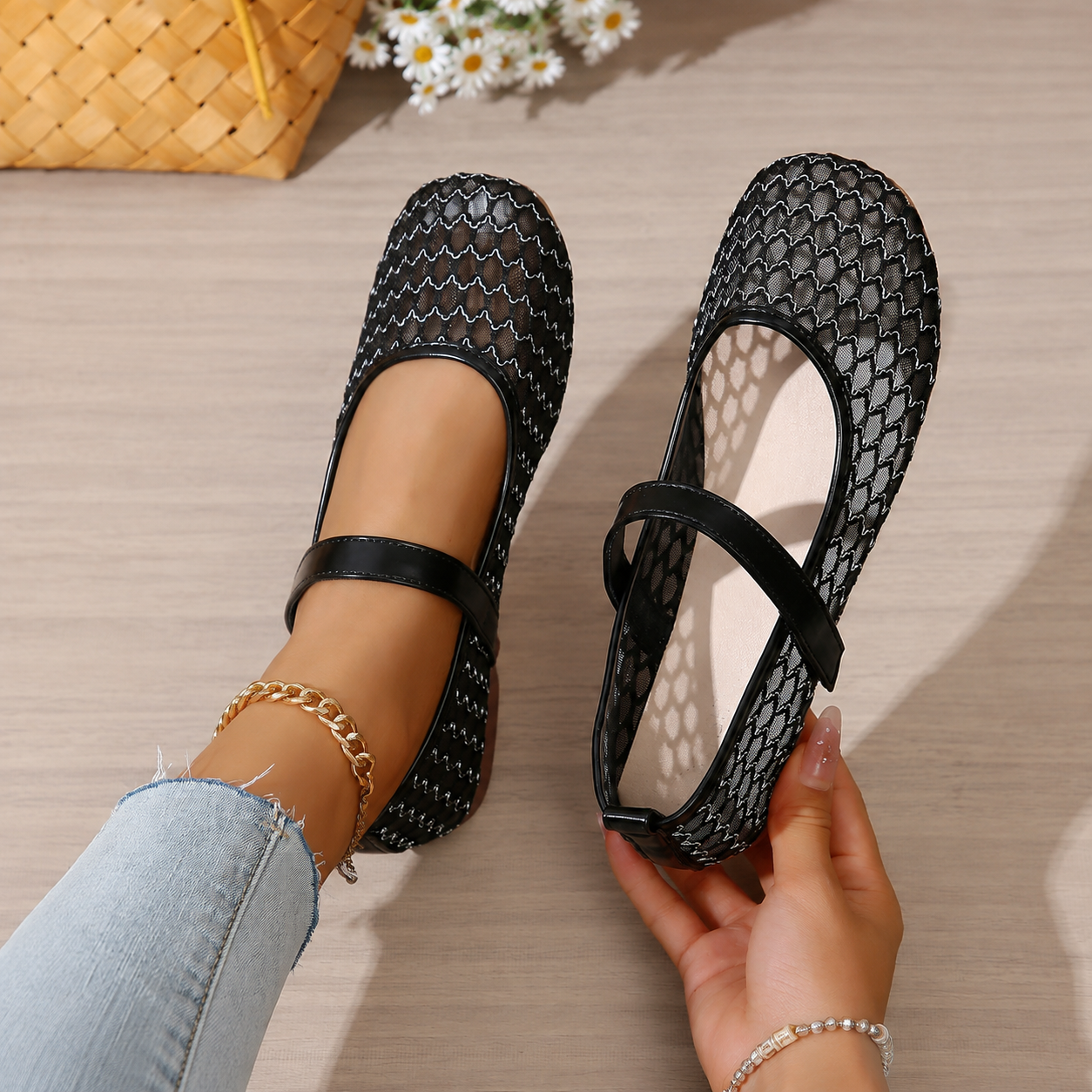 Party Travel Embroidered Flat Ballet Shoes For Girls