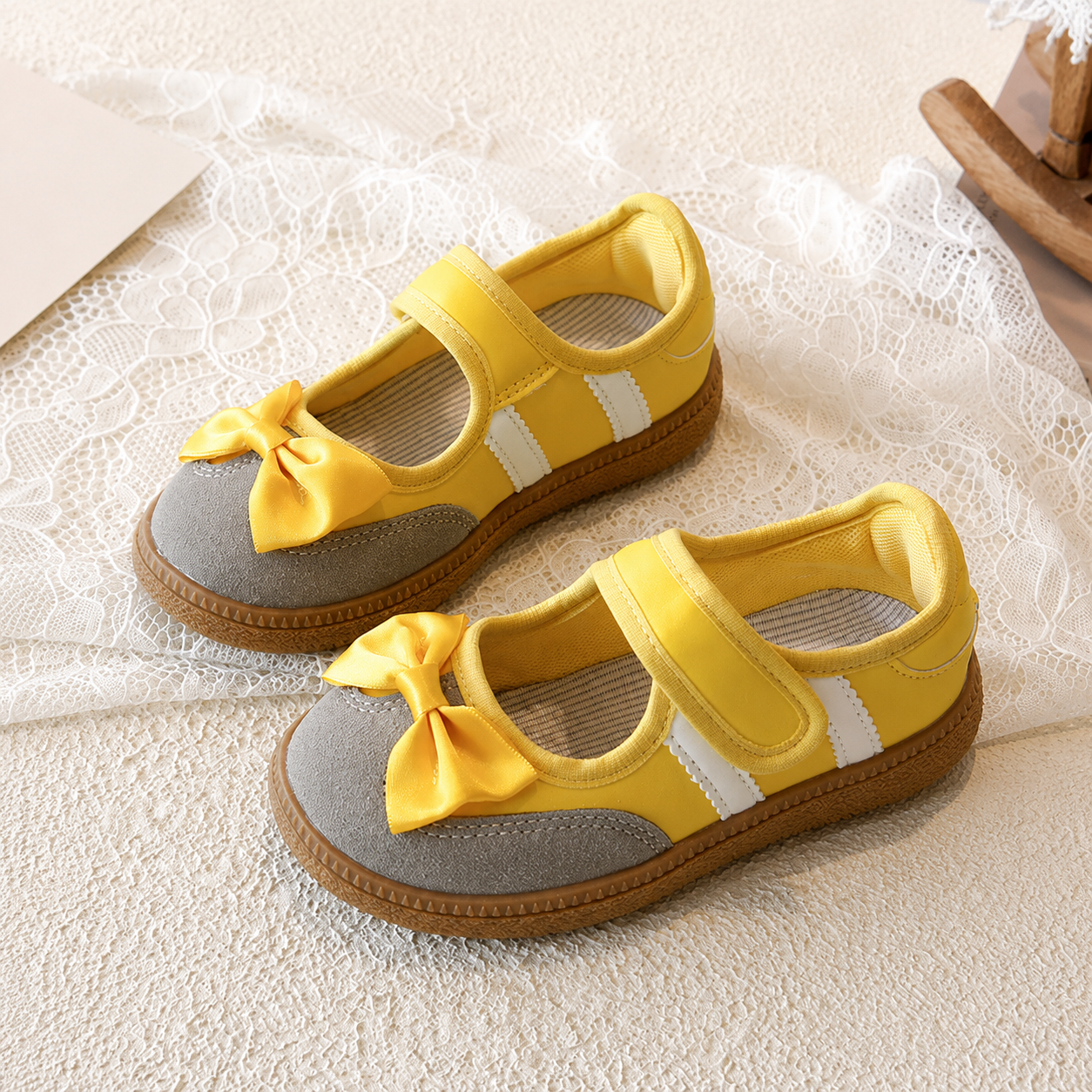 Casual Versatile Soft Bottom Bow Slip On Shoes For Kids