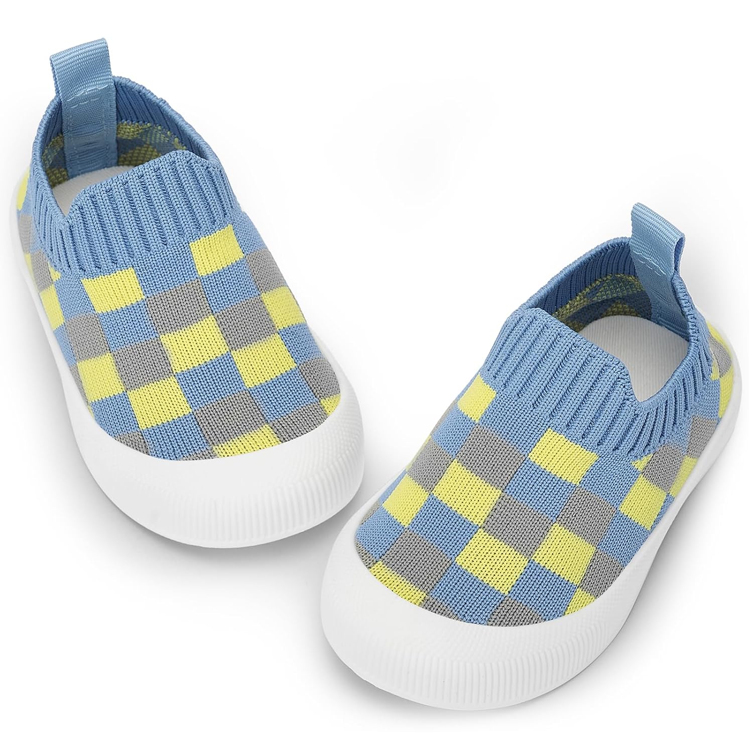 Checkered Knit Slip On Sneakers with Pull Tab for Kids