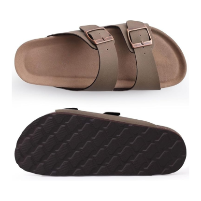Cork Footbed Sandals With Adjustable Buckle And Non-Slip Sole