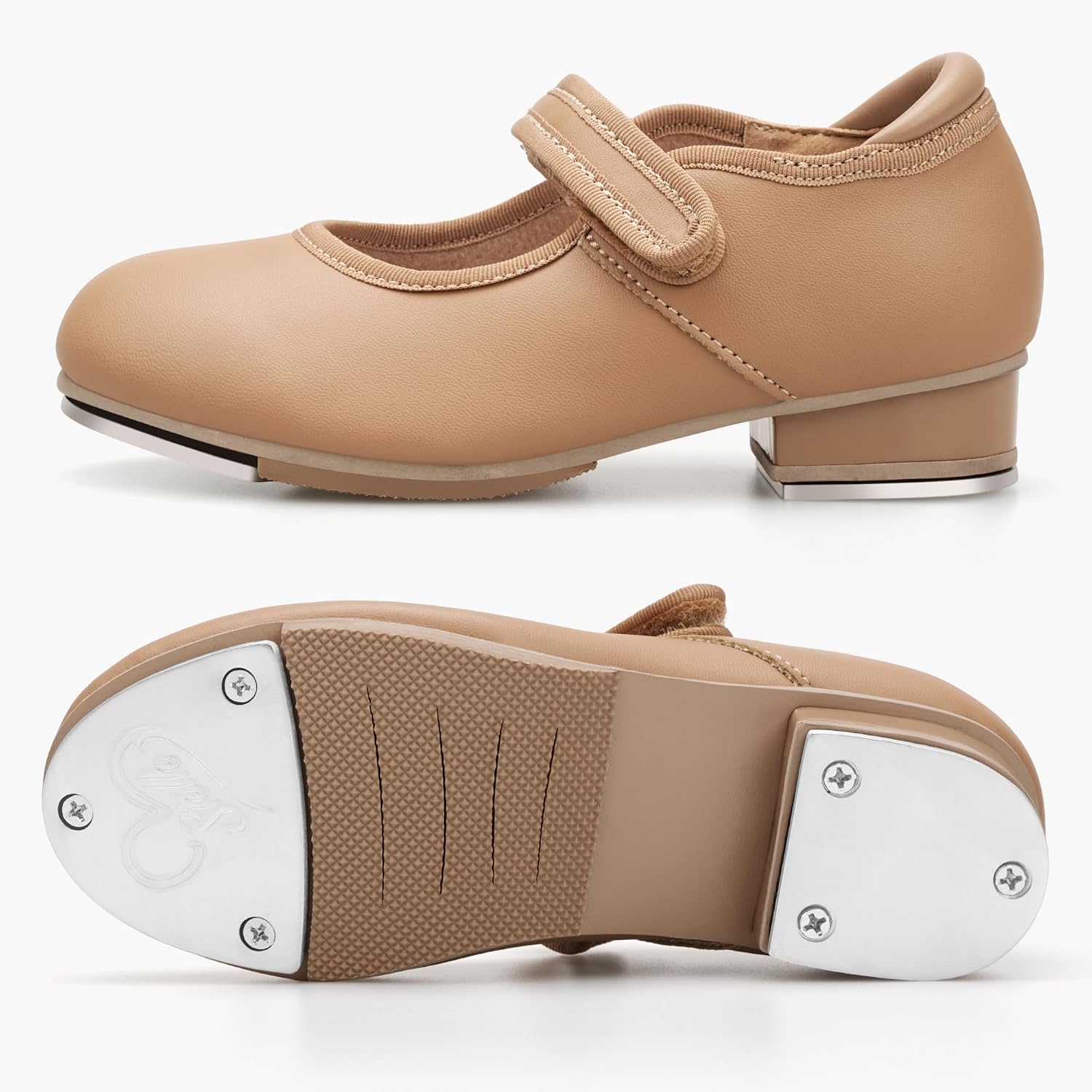 Classic Patent Tap Dance Shoes with Adjustable Strap for Girls