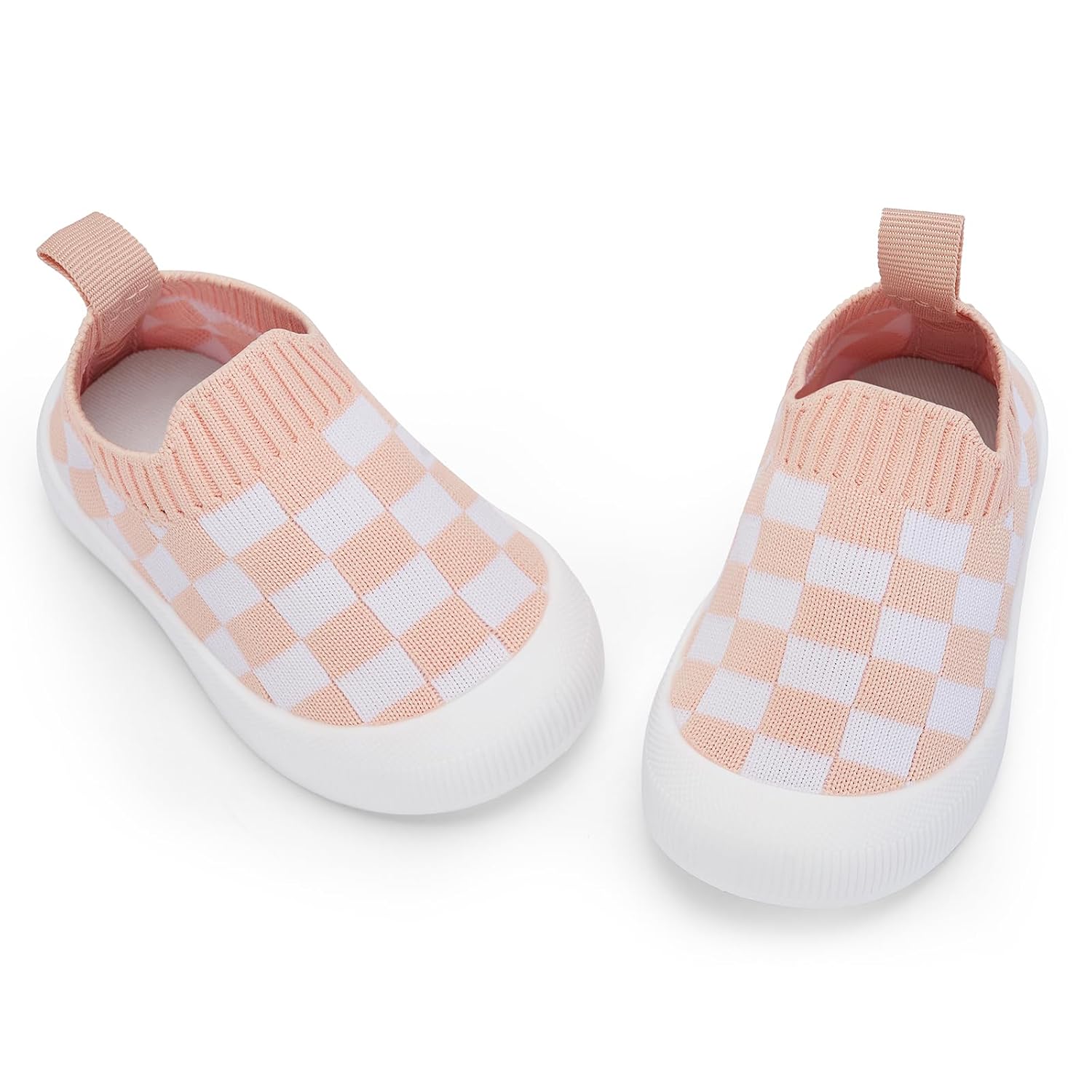 Checkered Knit Slip On Sneakers with Pull Tab for Kids