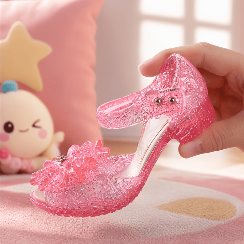 Sparkling Floral Jelly Sandals with Adjustable Strap for Girls