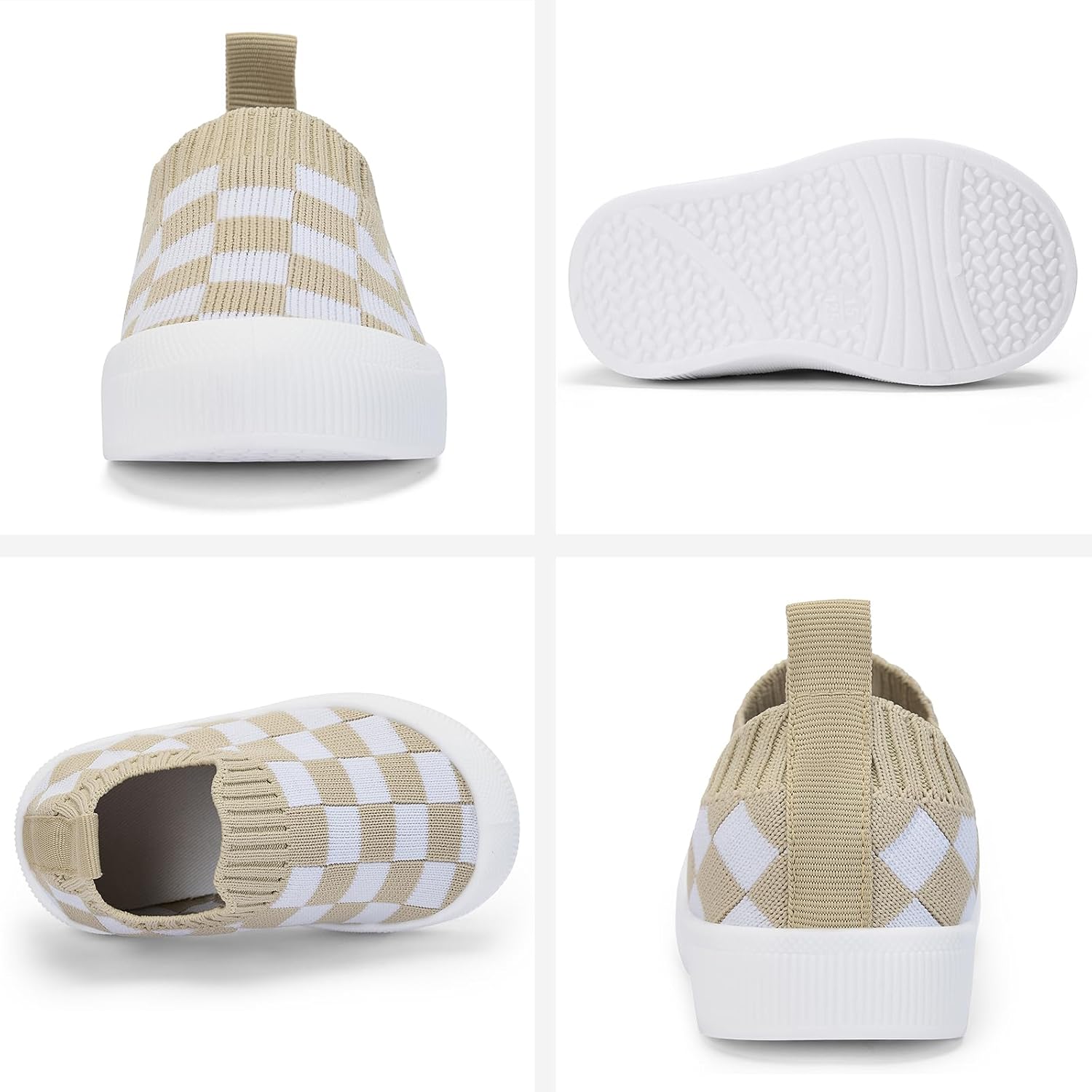 Checkered Knit Slip On Sneakers with Pull Tab for Kids