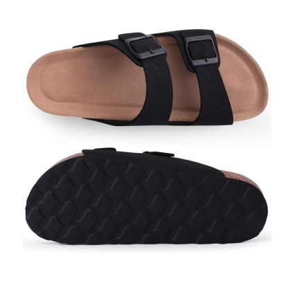 Cork Footbed Sandals With Adjustable Buckle And Non-Slip Sole