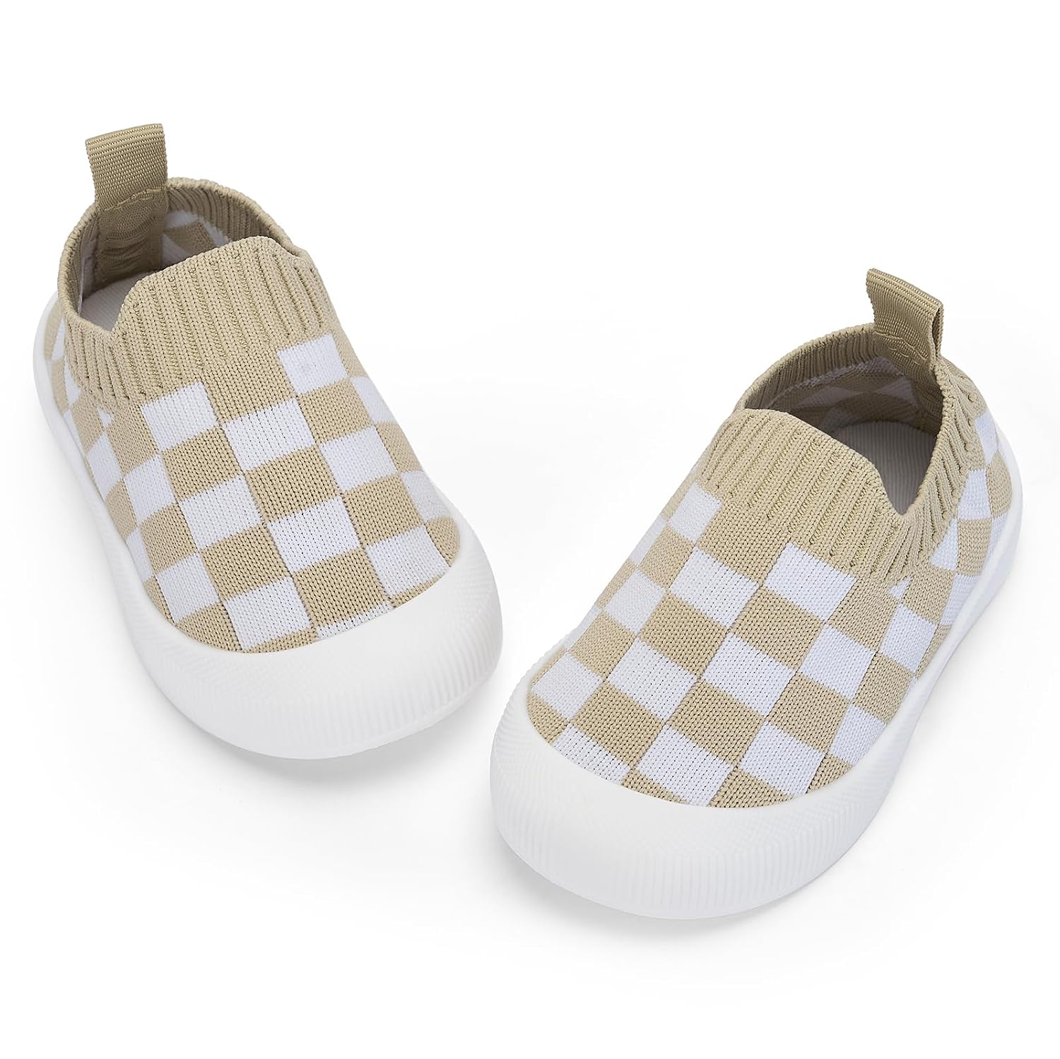 Checkered Knit Slip On Sneakers with Pull Tab for Kids