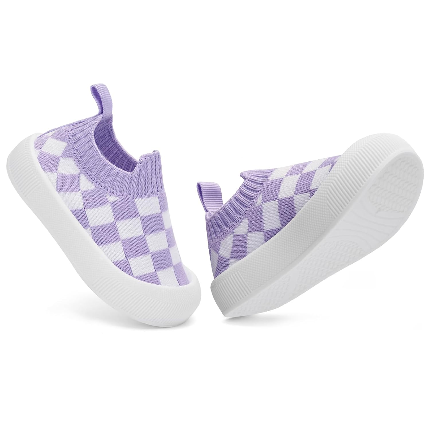 Checkered Knit Slip On Sneakers with Pull Tab for Kids