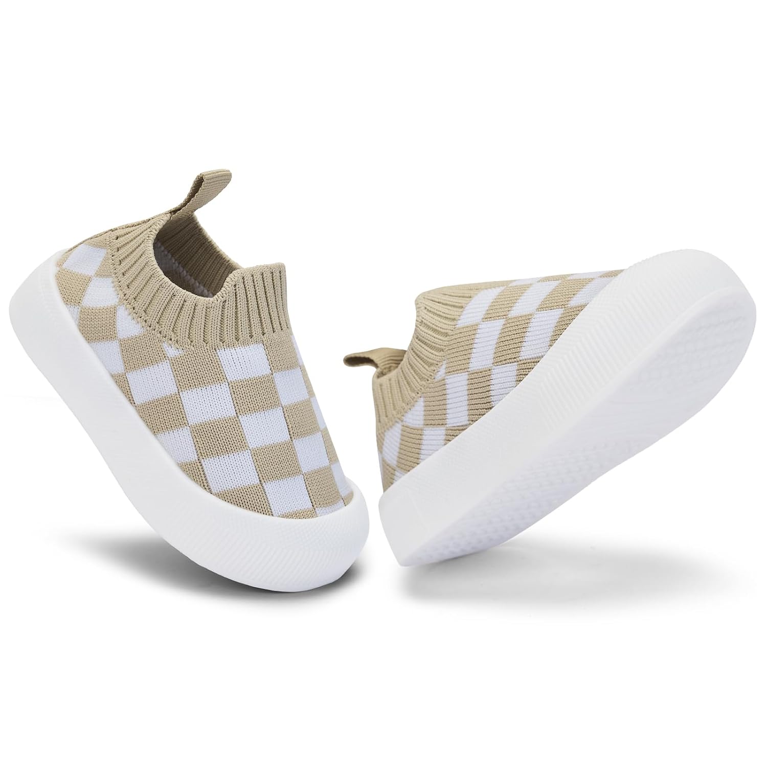 Checkered Knit Slip On Sneakers with Pull Tab for Kids