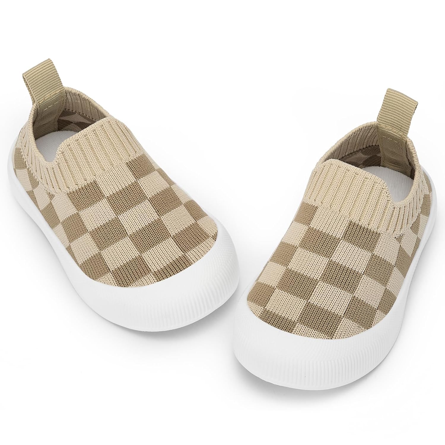Checkered Knit Slip On Sneakers with Pull Tab for Kids
