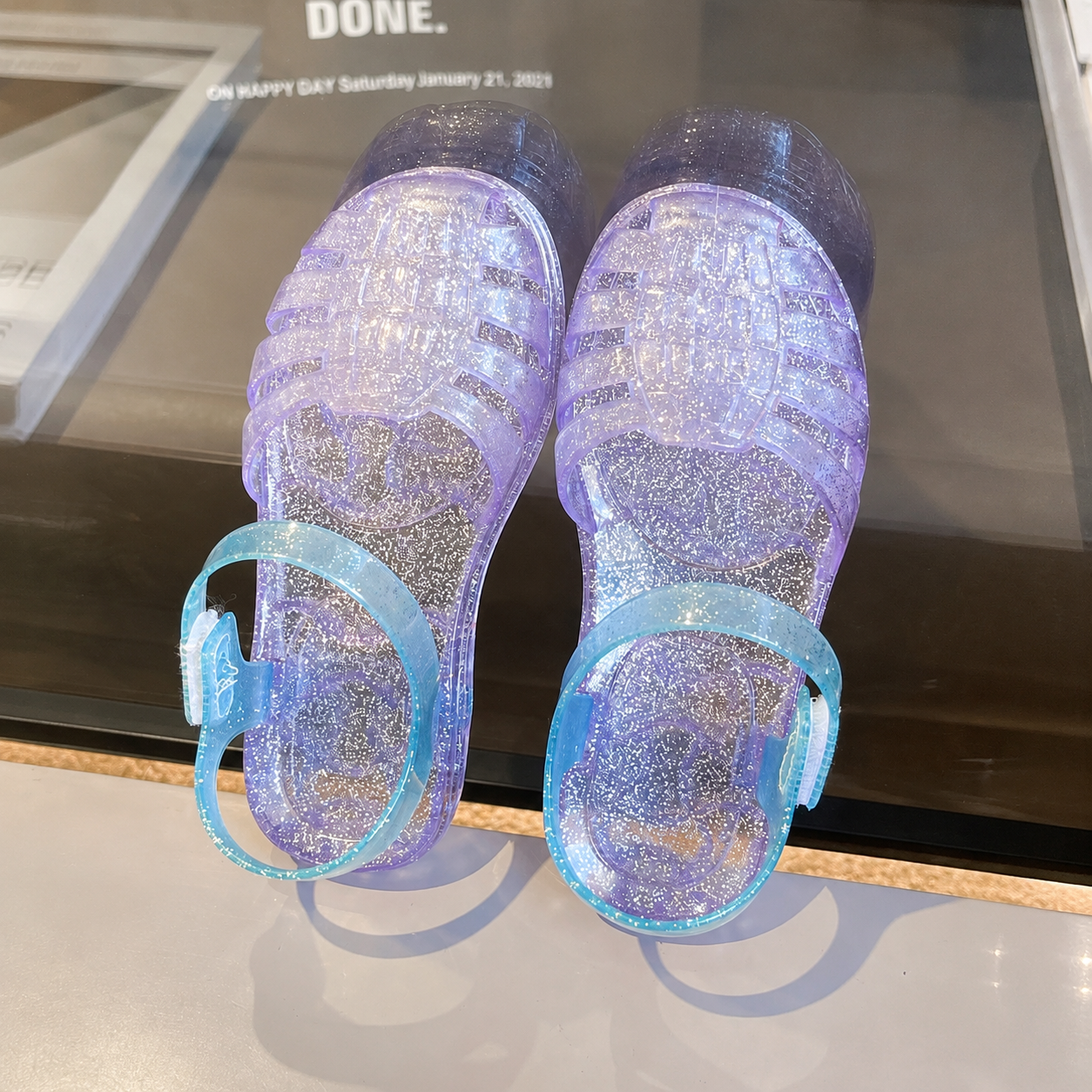 Casual Summer Glitter Outdoor Flat Sandals For Girls