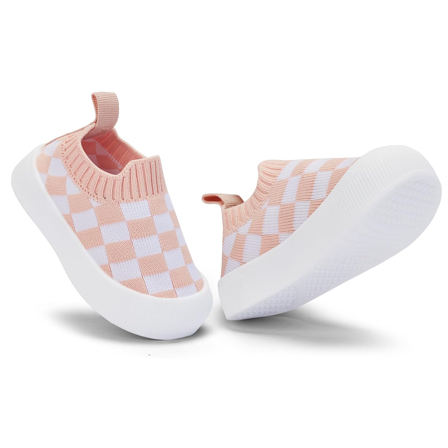 Checkered Knit Slip On Sneakers with Pull Tab for Kids