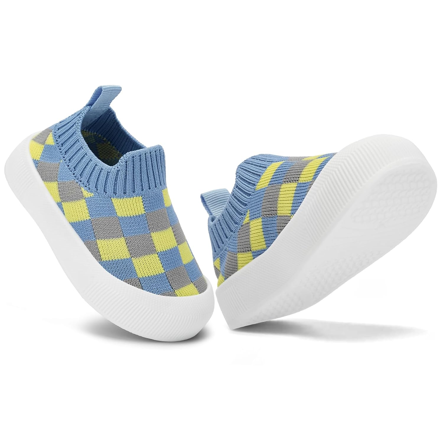 Checkered Knit Slip On Sneakers with Pull Tab for Kids
