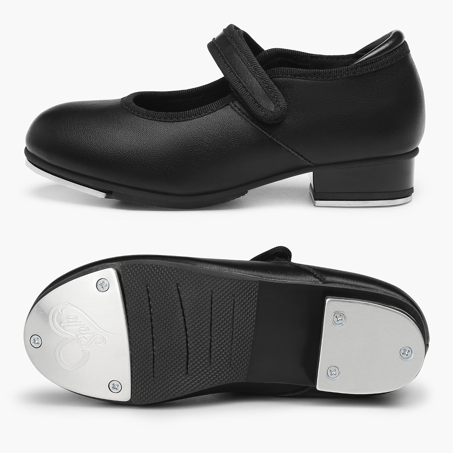 Classic Patent Tap Dance Shoes with Adjustable Strap for Girls