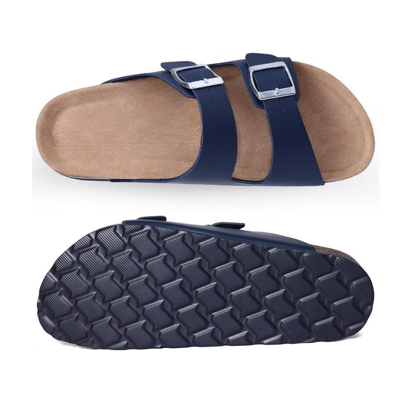 Cork Footbed Sandals With Adjustable Buckle And Non-Slip Sole