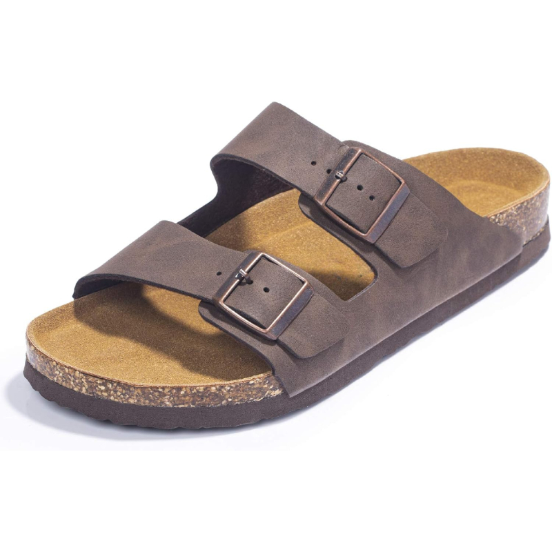Arch Support Slides With Adjustable Buckle Straps And Cork Footbed