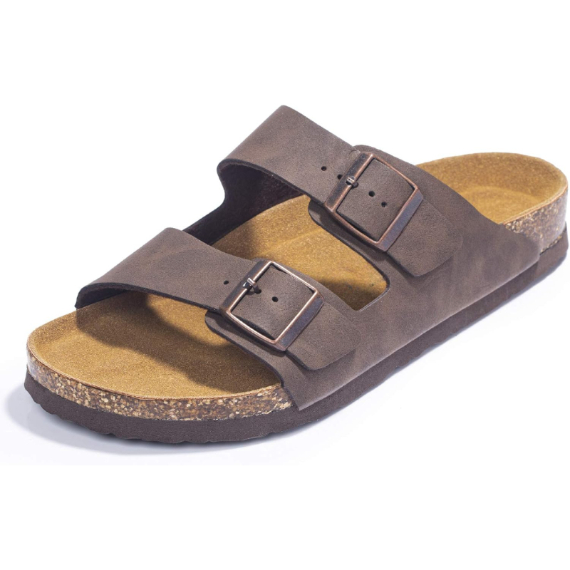 Arch Support Slides With Adjustable Buckle Straps And Cork Footbed