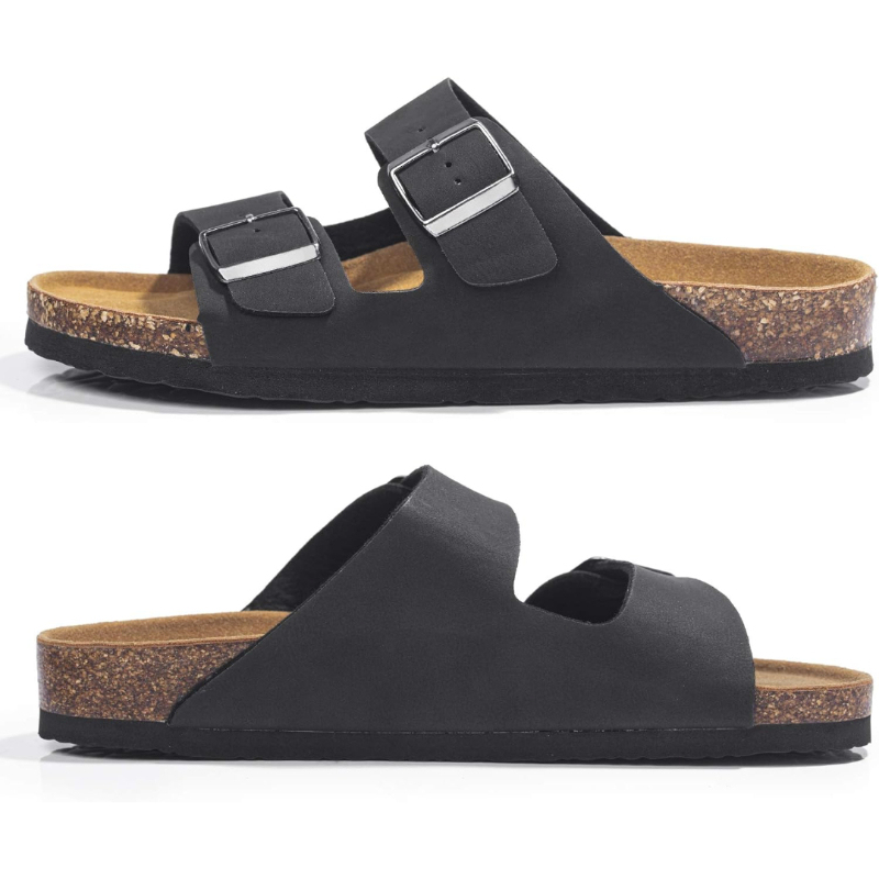 Arch Support Slides With Adjustable Buckle Straps And Cork Footbed