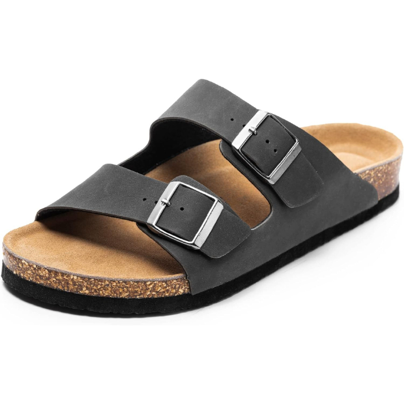 Arch Support Slides With Adjustable Buckle Straps And Cork Footbed
