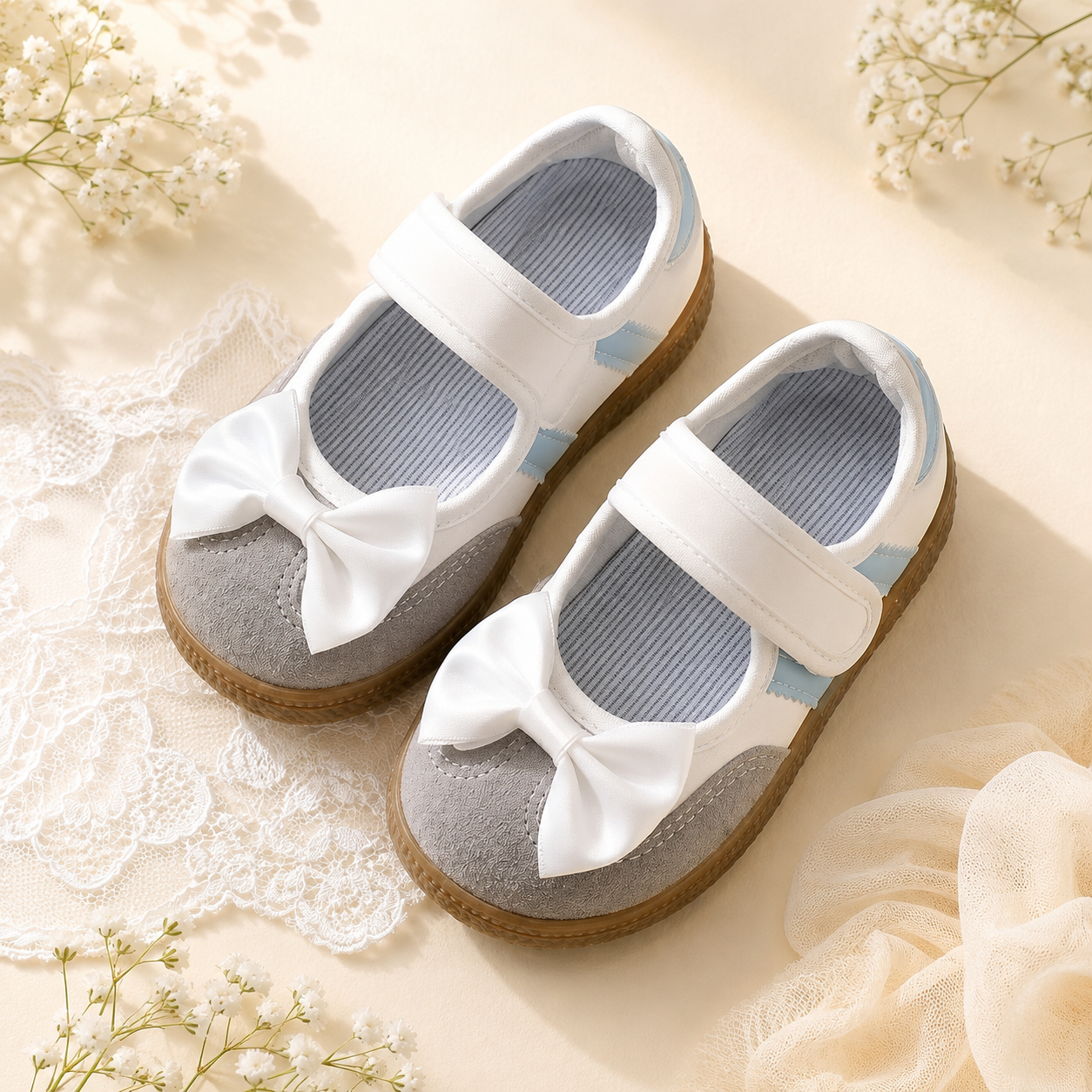 Soft Sole Non Slip Hook And Loop Casual Sports Canvas Shoes For Kids