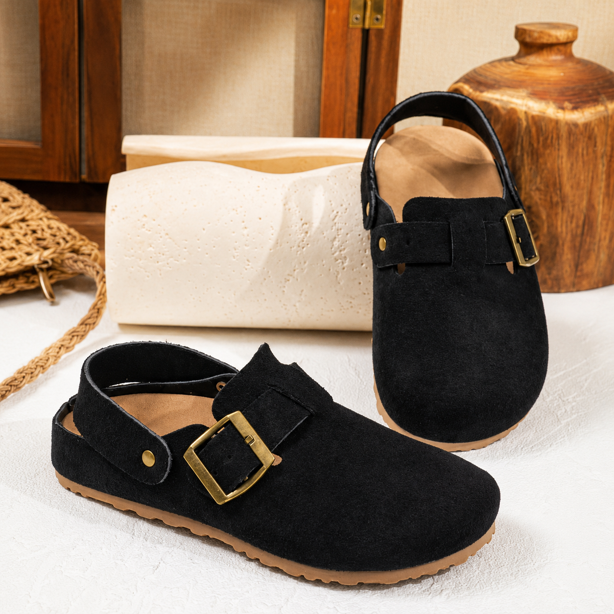 Casual Retro Thick Sole Slip On Cork Slippers For Kids