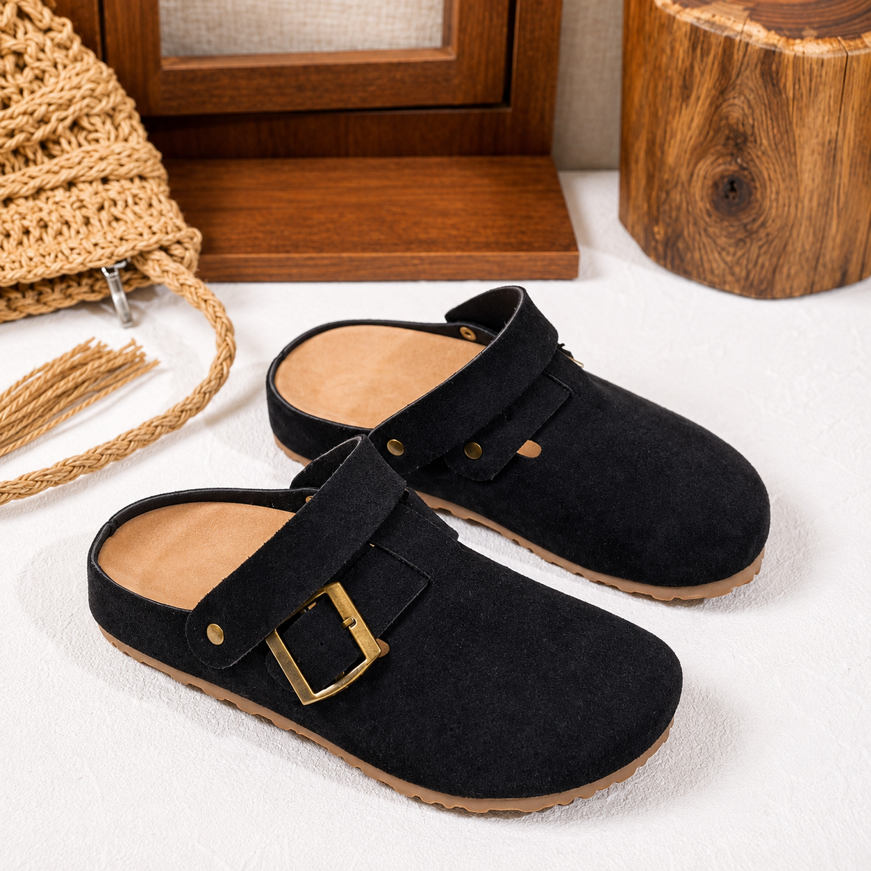 Casual Retro Thick Sole Slip On Cork Slippers For Kids